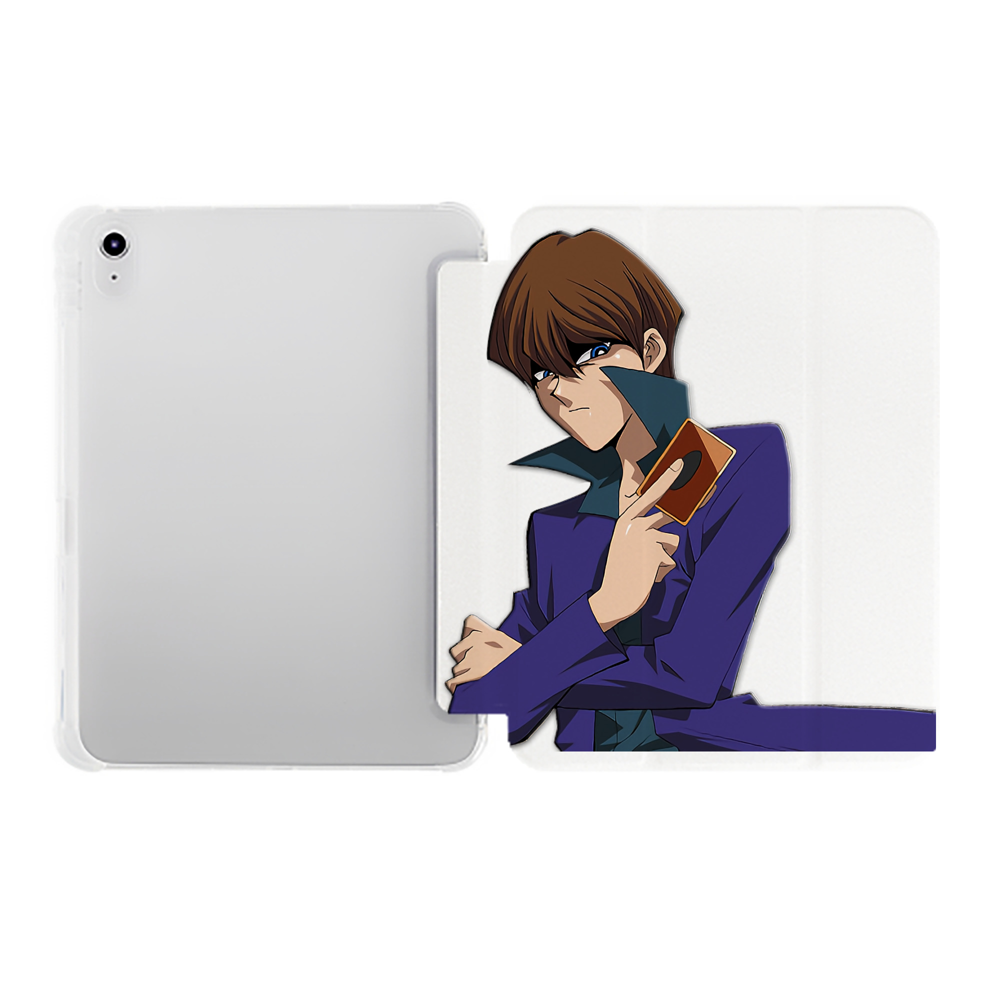 （画像用） 遊☆戯☆王 Yu-Gi-Oh! IPad ケース ペン収納付き 三つ折りスタンド PUレザー×シリコン 対応機種9.5/10.5/10.9インチ